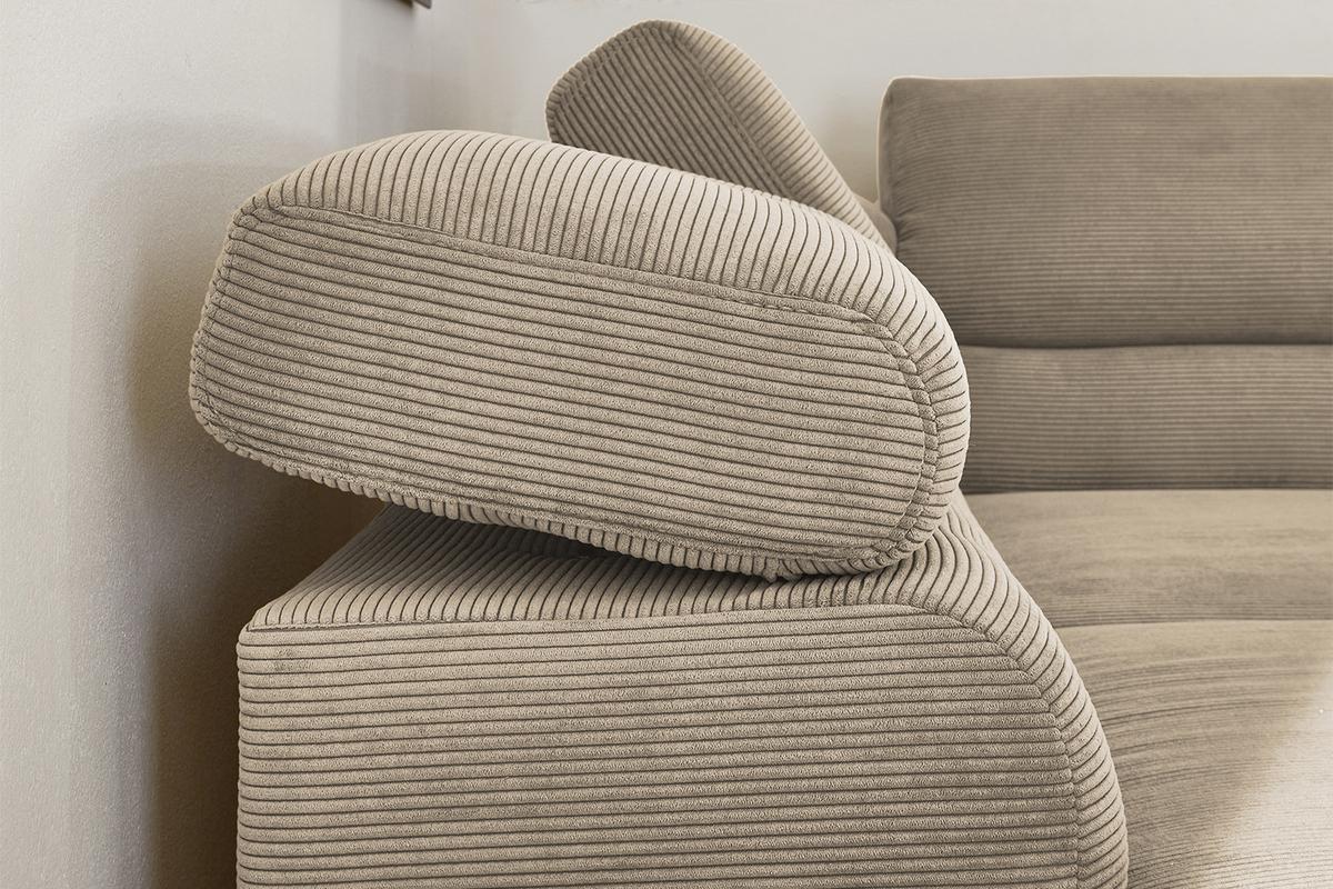 ECKSOFA MIT MOTORISCHEM SITZVORZUG DELIA Beige Cord Relaxfunktion - Beige/Schwarz, Textil/Metall (276/219cm) - KAWOLA