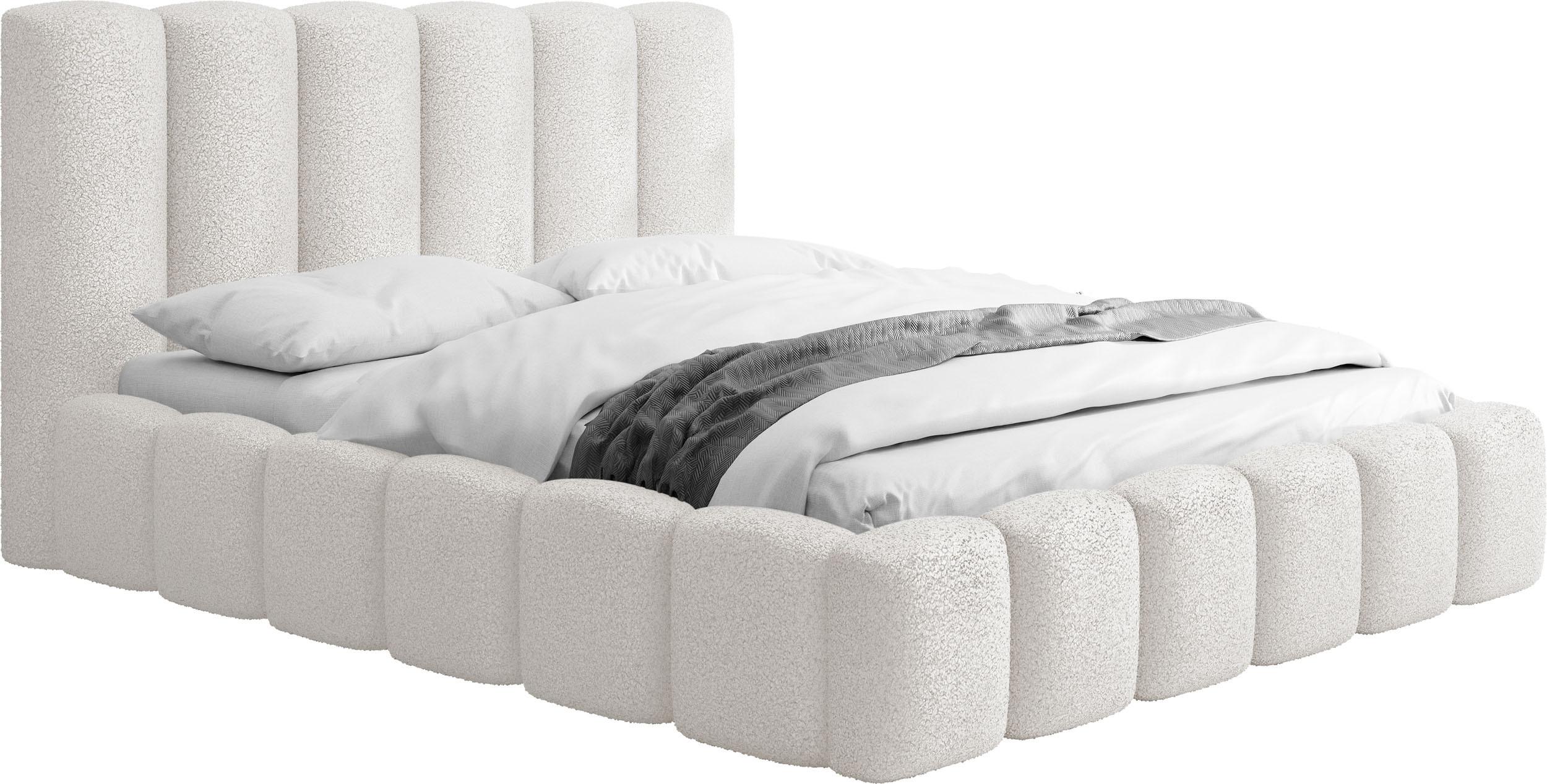 POLSTERBETT Serenity mit Bettkasten, Creme Boucle 180x200 cm - Schwarz/Weiß, Holzwerkstoff/Kunststoff (180/200cm) - WFL GROUP