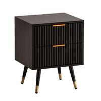 NACHTTISCH – Schwarz/Eiche-Dekor, 43,5x39x56 cm, mit Schubladen, modern - Goldfarben/Schwarz, Holzwerkstoff/Metall (44/56/39cm) - KADIMA DESIGN