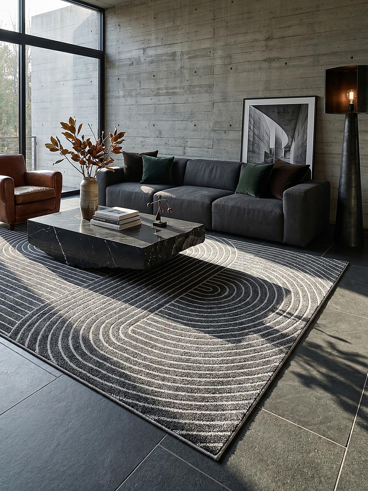 TEPPICH Outdoor Geometrisch MEZEN Polypropylen Anthrazit 120 x 160 cm - Anthrazit, Textil (120/160cm) - KADIMA DESIGN