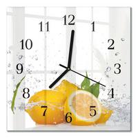 WANDUHR aus Glas 30x30 cm - Zitronen - Gelb, Glas (30/30/0.4cm) - TULUP