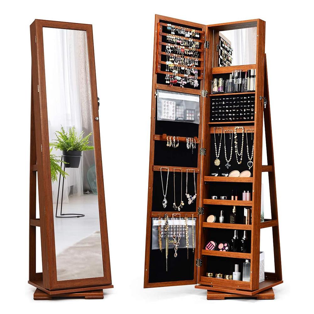 SCHMUCKSCHRANK 2 in 1 Leiterregal Braun - Braun, Holz (39/161/39cm) - COSTWAY