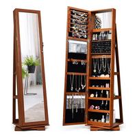 SCHMUCKSCHRANK 2 in 1 Leiterregal Braun - Braun, Holz (39/161/39cm) - COSTWAY