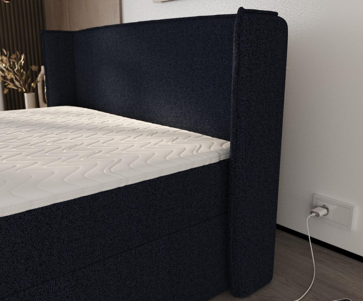 BOXBETT Viva 180/200 cm Marineblau im Riva Stoff - Schwarz/Dunkelblau, Holz/Holzwerkstoff (180/200cm) - AltaBeds