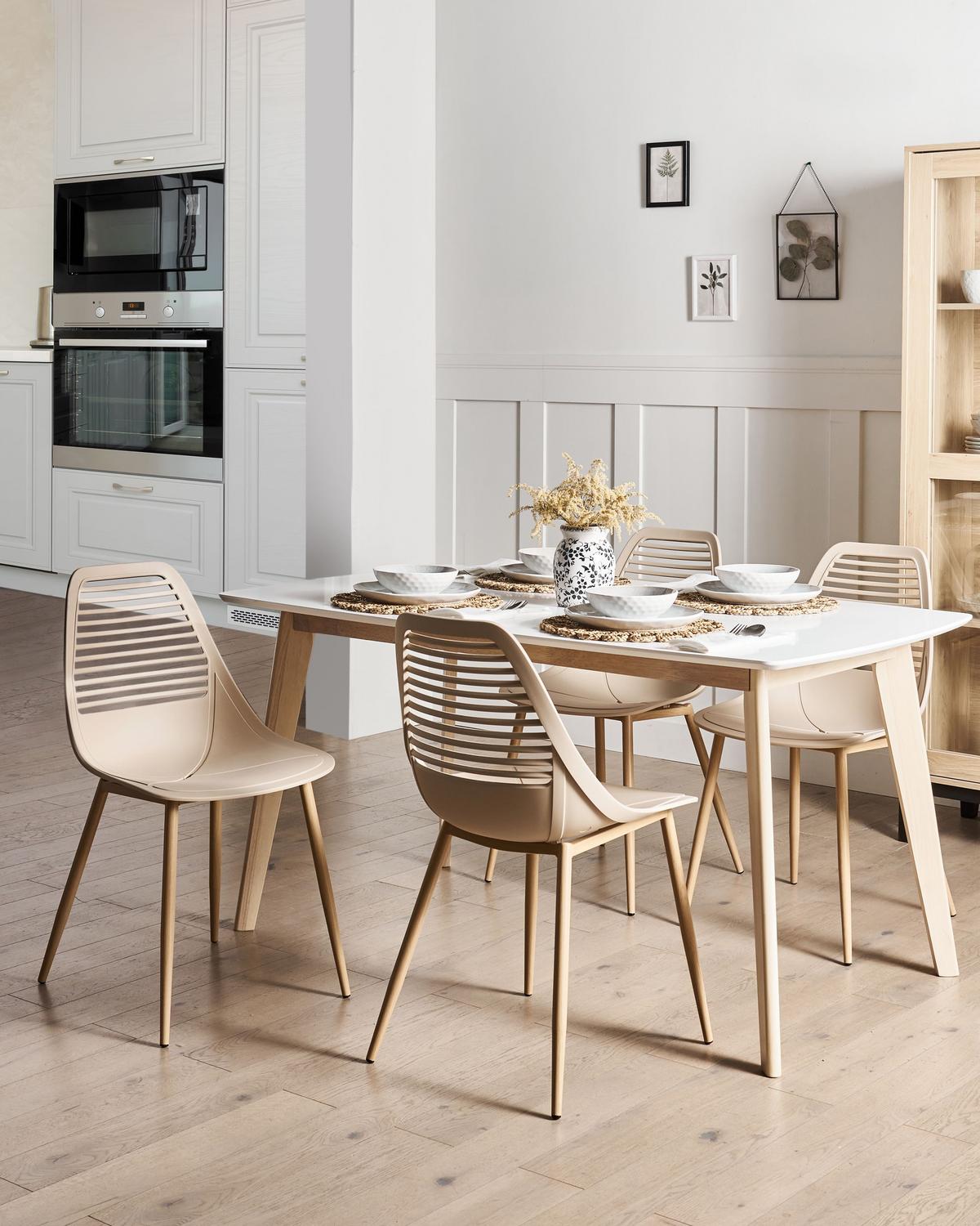 ESSZIMMERSTUHL 4er-Set Beige Montello - Beige/Braun, Kunststoff (46/84/54cm) - Beliani