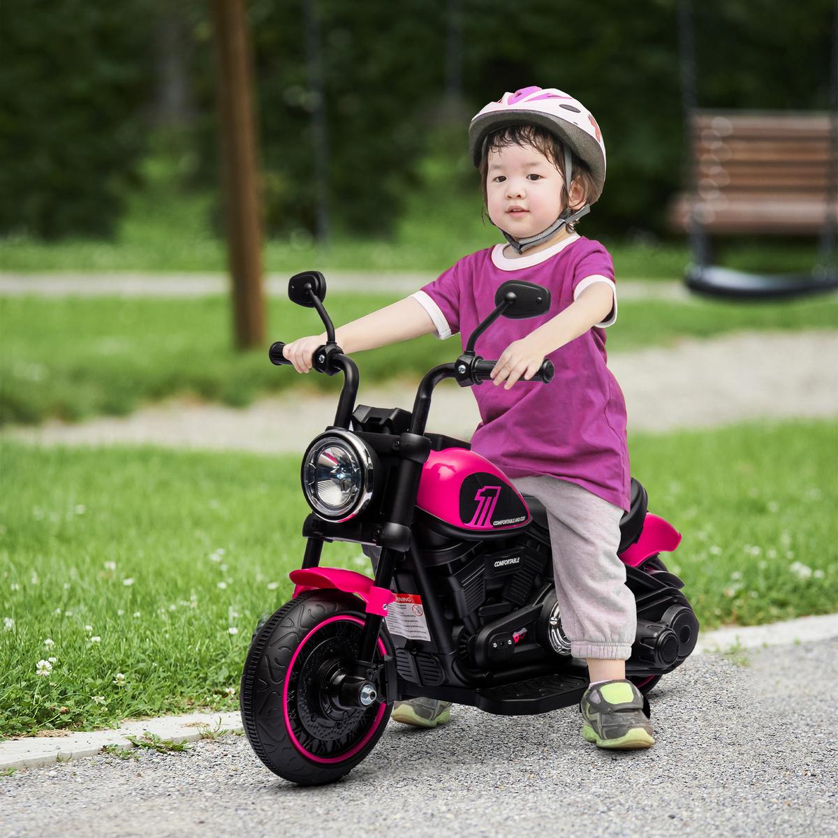 KINDER Elektro-Motorrad Kindermotorrad 6V Kinderfahrzeug für 1,5-3 Jahre Rosa - Rosa, Metall (76/42/57cm) - HOMCOM