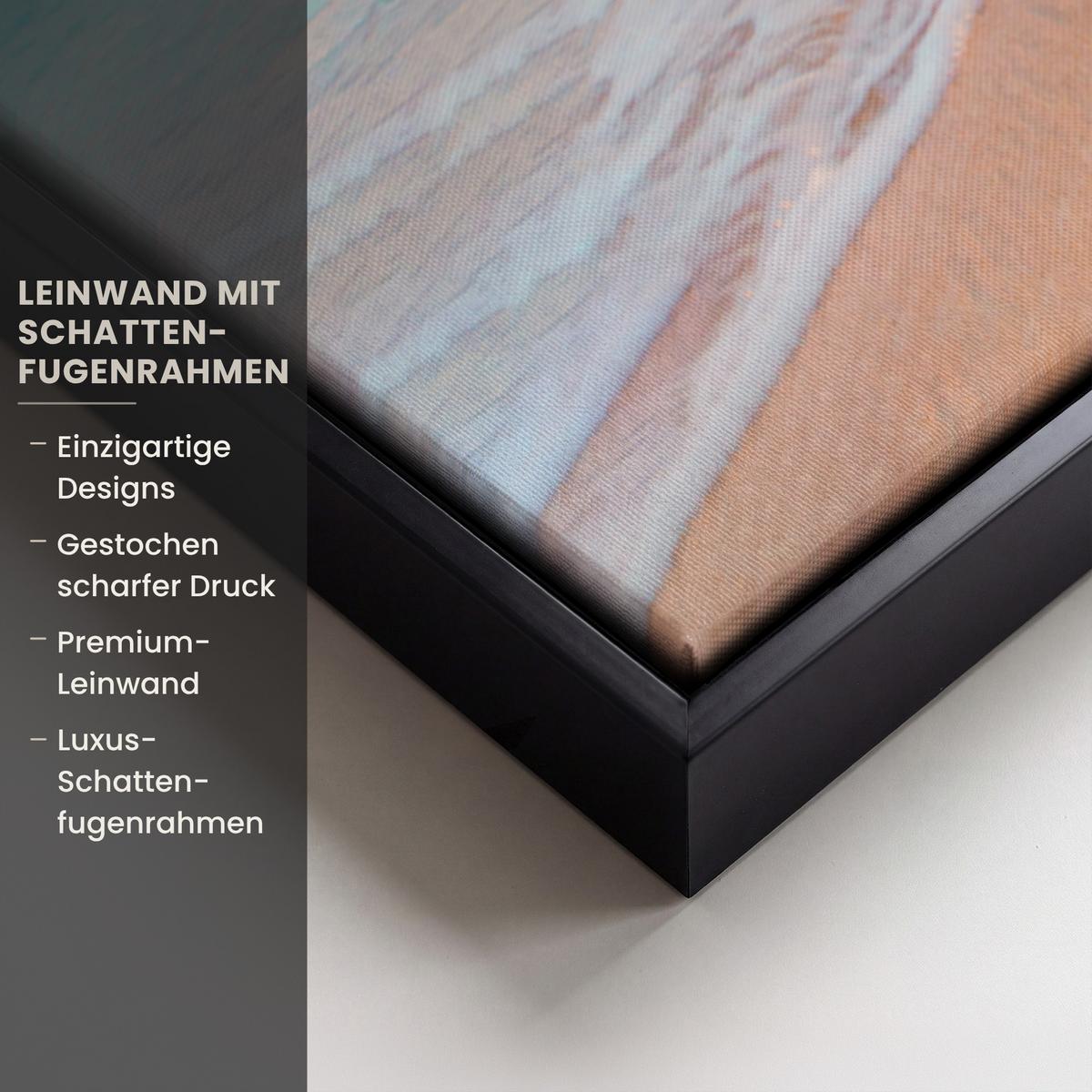 LEINWAND Bilder mit Rahmen - Sonnenuntergang - Strand - Meer - Sommer - Blau - 60x40 - Multicolor, Textil (60/40cm) - MuchoWow