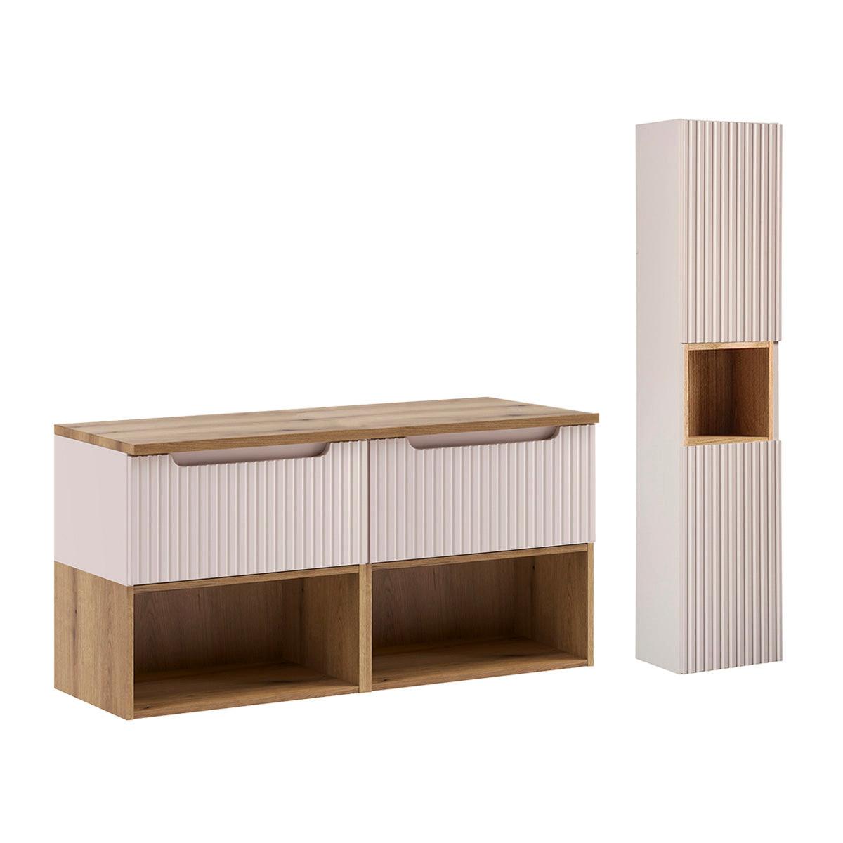 WASCHTISCHUNTERSCHRANK 120.4cm Riva 2er-Set Kaschmir - Beige, Holzwerkstoff (120.4/60/40cm) - Petits-meubles