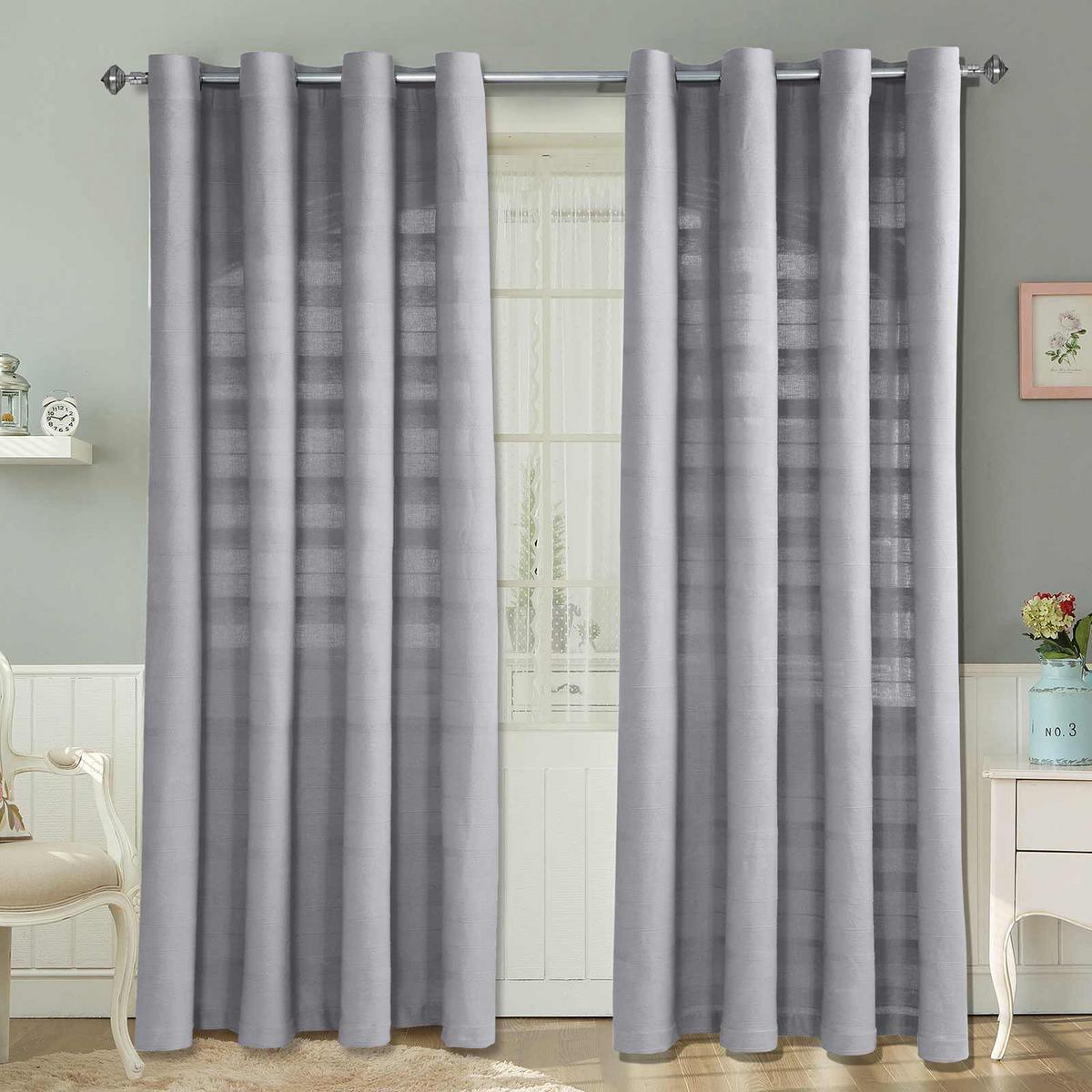 ÖSENVORHANG Rajput blickdicht 2er-Set, 167/182 cm - Hellgrau, Textil (167/182cm) - Homescapes
