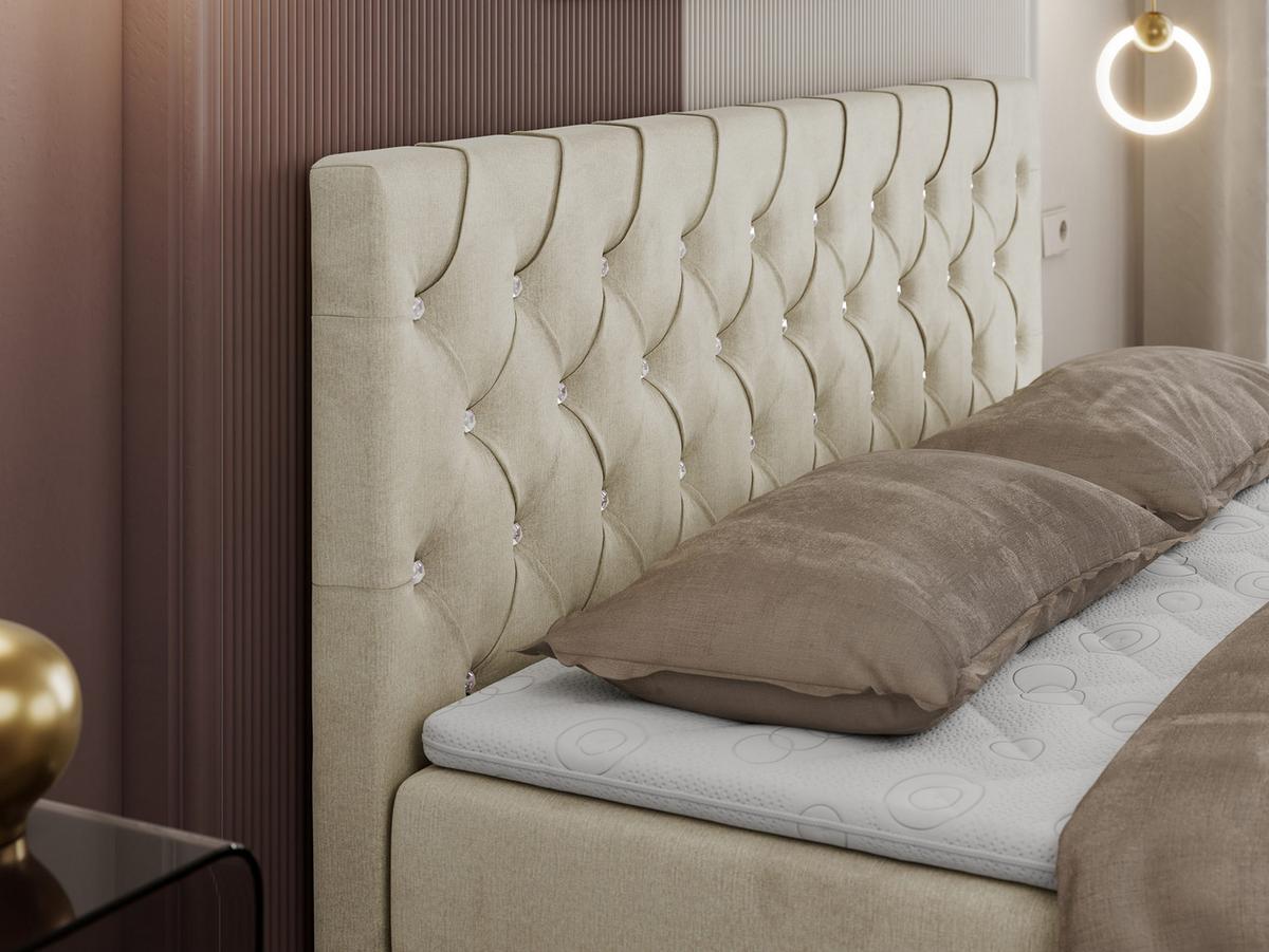 BOXBETT ROMA 120/200 - Beige Velvet - H4 - Beige, Holz/Textil (120/200cm)