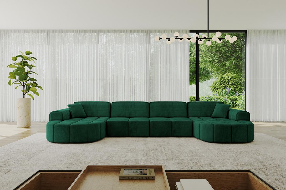 WOHNLANDSCHAFT LIVO-U2 - 400x173x79,5 cm Grün - Grün, Holzwerkstoff/Textil (400/79/173cm) - ALTDECOR