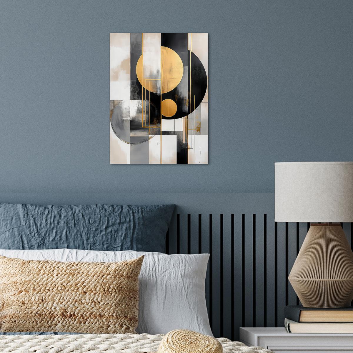 POSTER Abstrakt - Gold - Silber - Formen - Ästhetisch - Modern Wandbilder 30x40 cm - Goldfarben, Papier (30/40/0.1cm) - MuchoWow