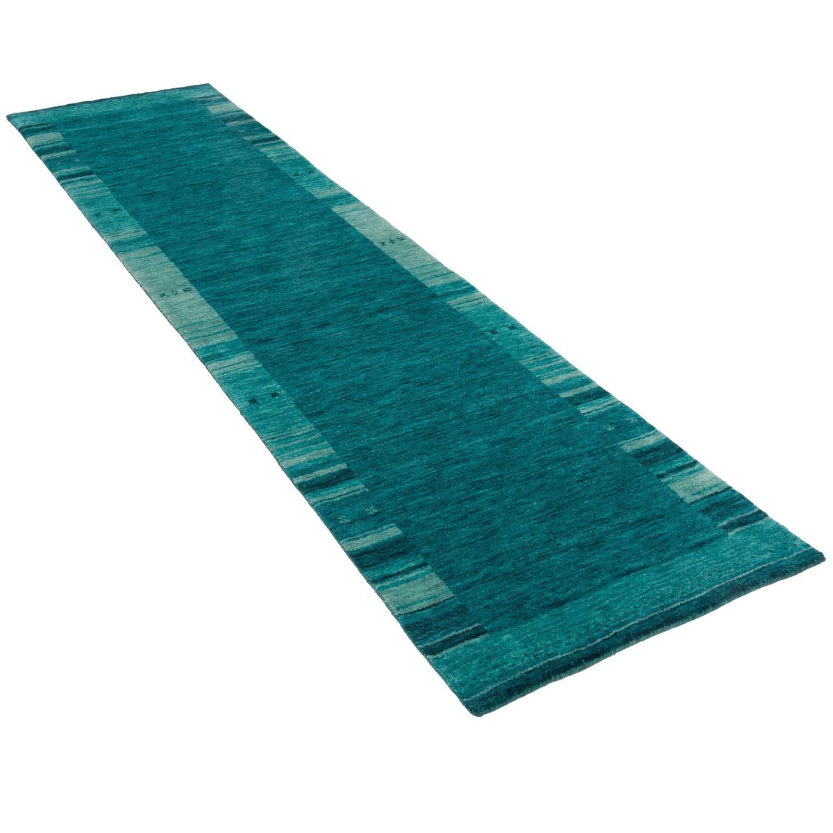 NATUR WOLLE TEPPICH GABBEH ESTA LÄUFER - Petrol, Textil (90/160cm) - Pergamon