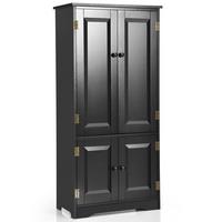 MEHRZWECKSCHRANK Flurschrank Schwarz - Schwarz, Holz (89/123/32cm) - COSTWAY
