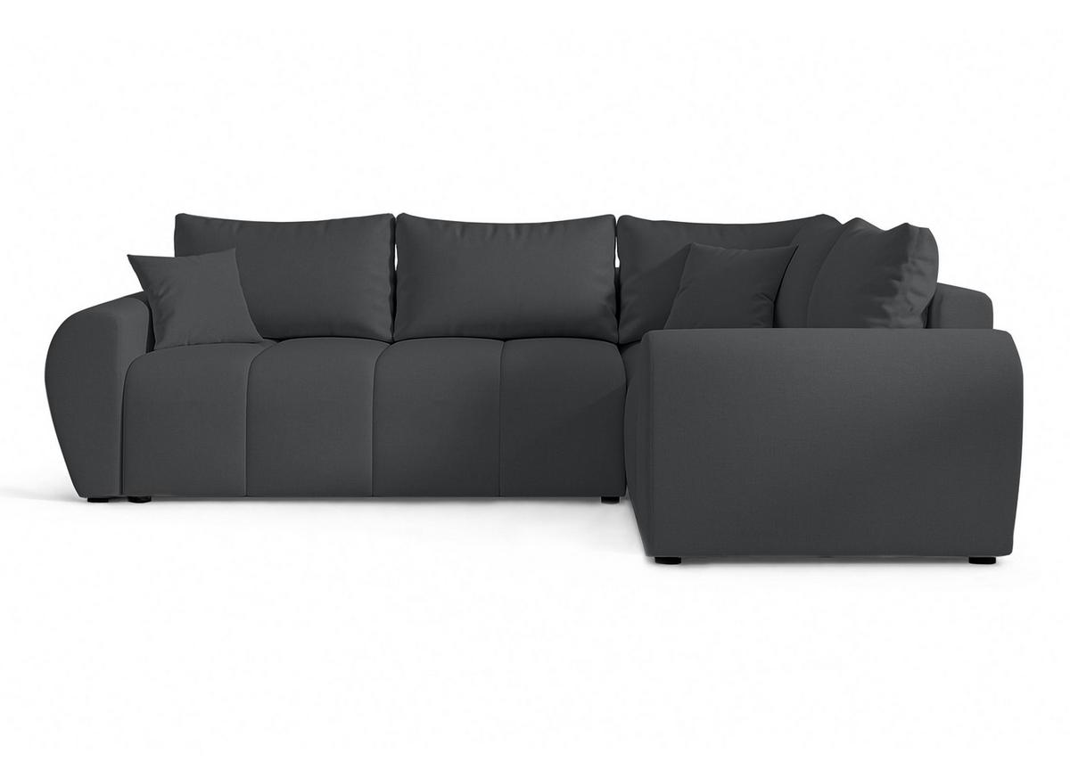 ECKSOFA L Form Malatya MAX Dunkelgrau 246/145/80 cm stilvolle mit Schlaffunktion R - Dunkelgrau/Schwarz, Kunststoff/Textil (235/175cm) - AX Living