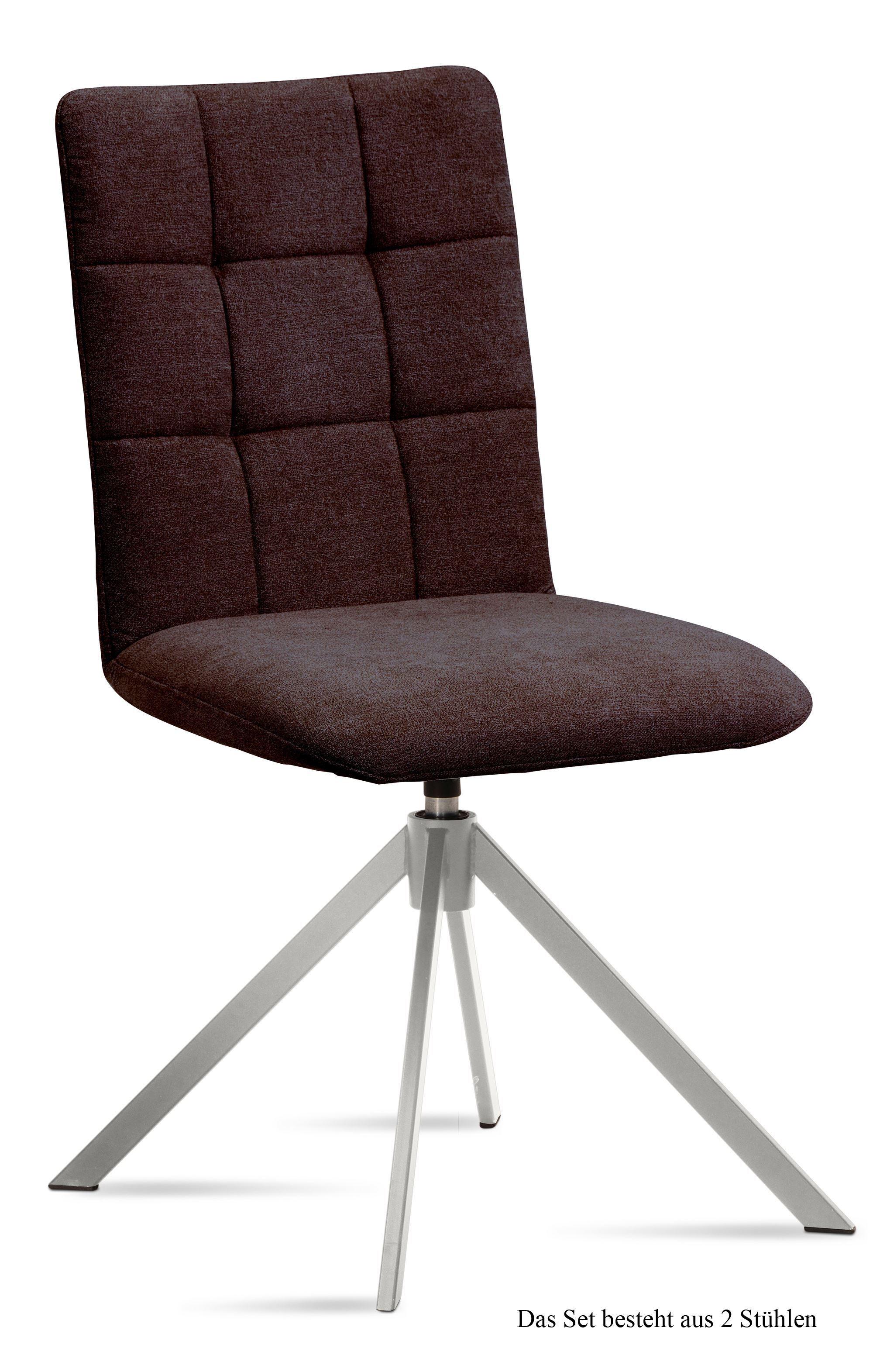 ESSZIMMERSTUHL drehbar (2er-Set) Drucie 47x91x60 Edelstahl/Espresso - Edelstahlfarben/Dunkelbraun, Kunststoff (60/91/47cm) - 58aufmkessel