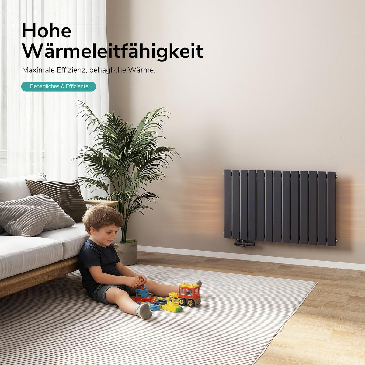 HEIZKÖRPER Flachheizkörper Anthrazit 63/100/5,2 cm - Anthrazit, Metall (100/63/4.9cm) - EMKE