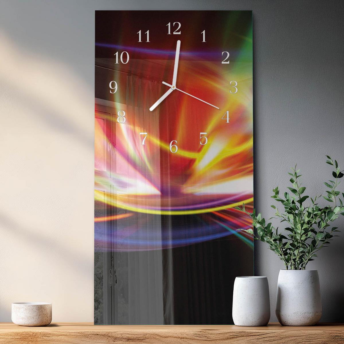 WANDUHR aus Glas 30x60 cm - Abstrakte Kunst - Multicolor, Glas (30/60/0.4cm) - TULUP