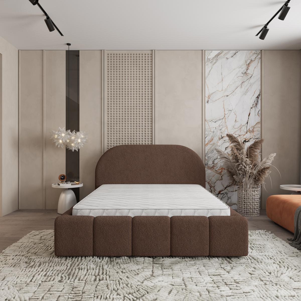POLSTERBETT FLUSSO 200x200 cm mit Bettkästen - Braun - Braun, Holz (200/200cm) - MASSENO
