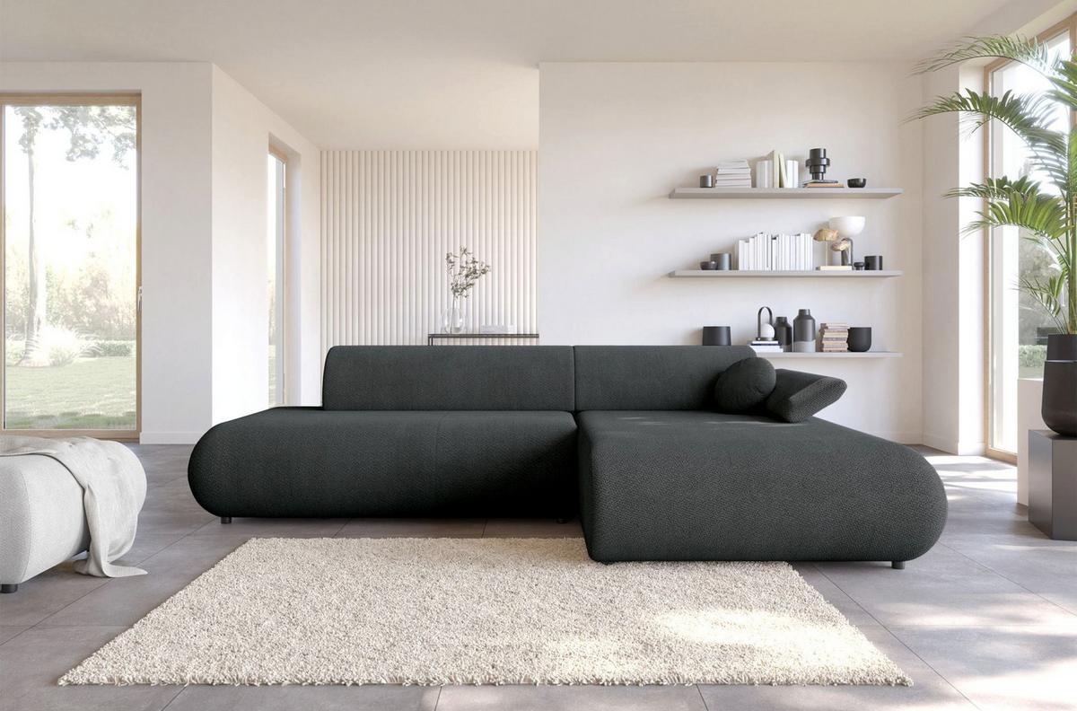 ECKSOFA Armone Graphit Chenille - Schwarz, Kunststoff/Textil (173.5/286cm) - Selsey