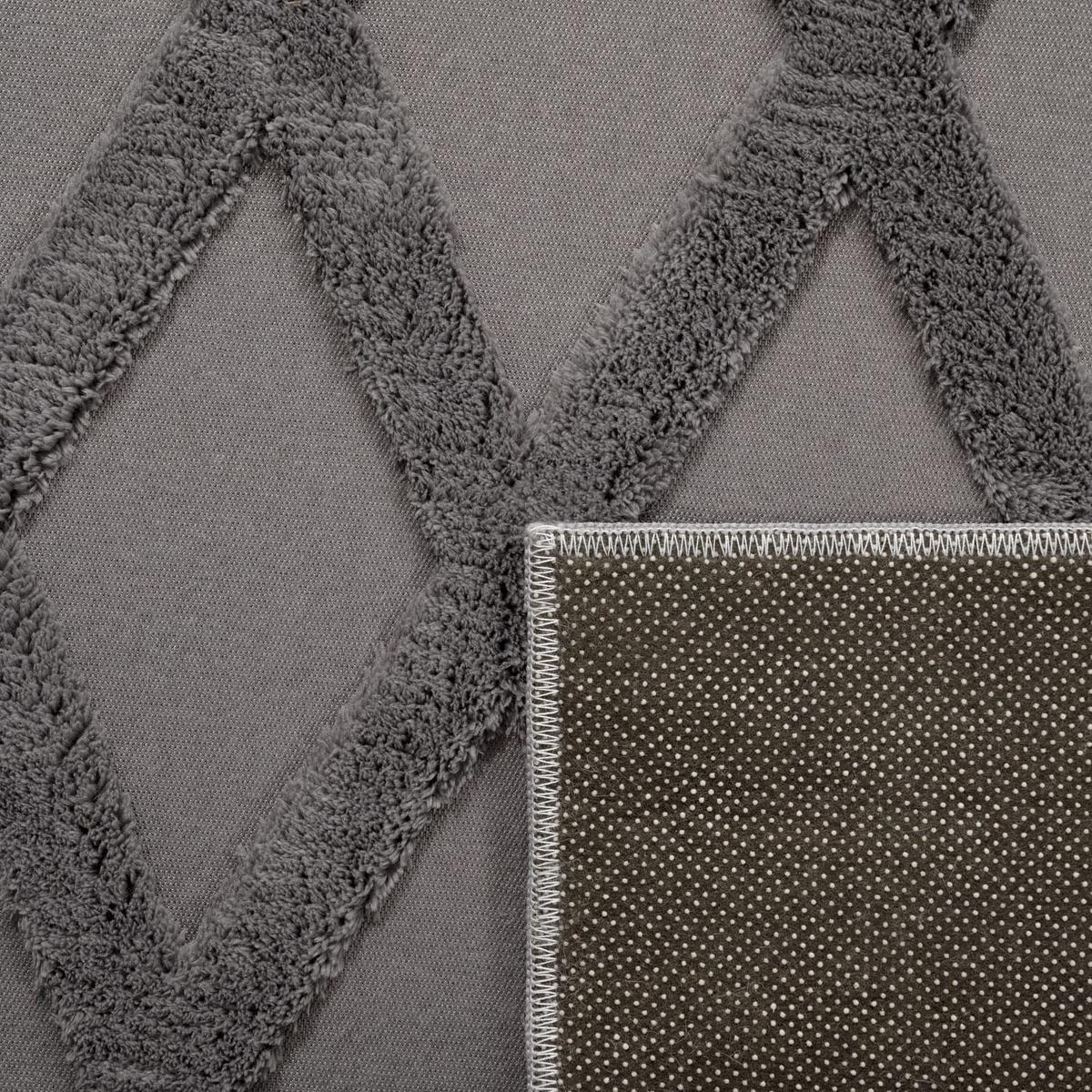 KURZFLORTEPPICH Waschbar, mit Rautenmuster, Anthrazit, 120 x 160 cm - Anthrazit, Textil (160/120cm) - KADIMA DESIGN