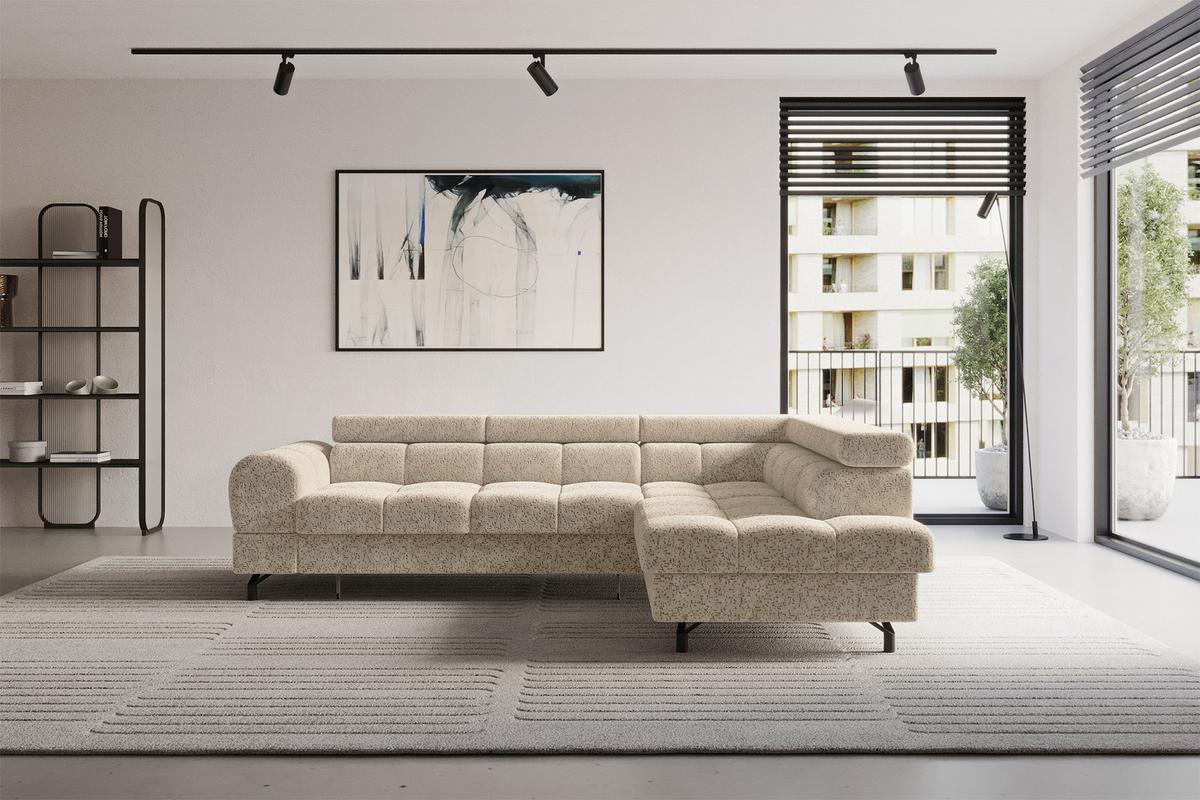 ECKSOFA mit Schlaffunktion Ottomane Rechts LUMA-L 272x203x70 Braun Velours - Schwarz/Braun, Holzwerkstoff/Kunststoff (203/272cm) - ALTDECOR