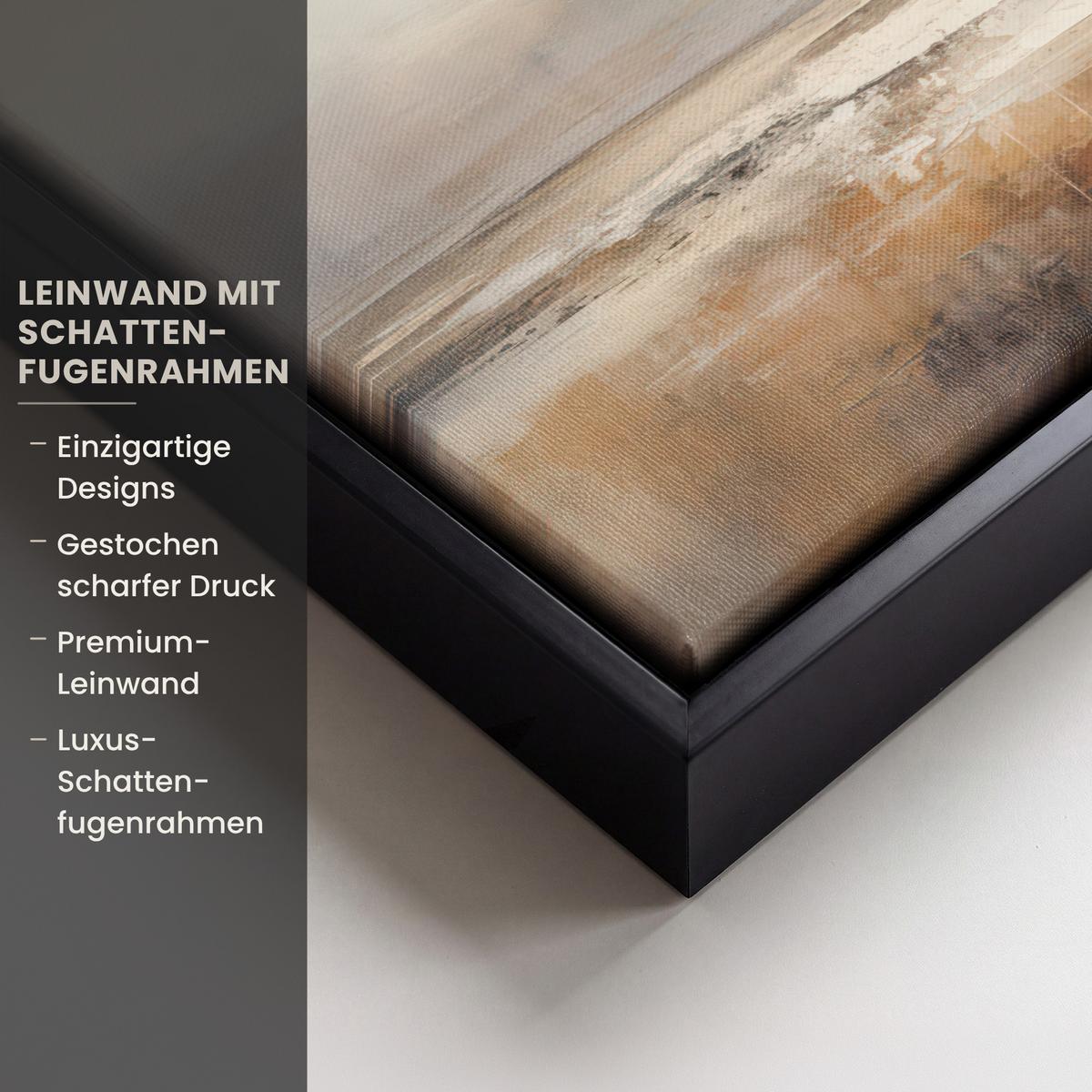 LEINWAND Bilder mit Rahmen - Kunst - Industriell - Grau - Braun - Abstrakt - 30x20 - Sandfarben, Textil (30/20cm) - MuchoWow