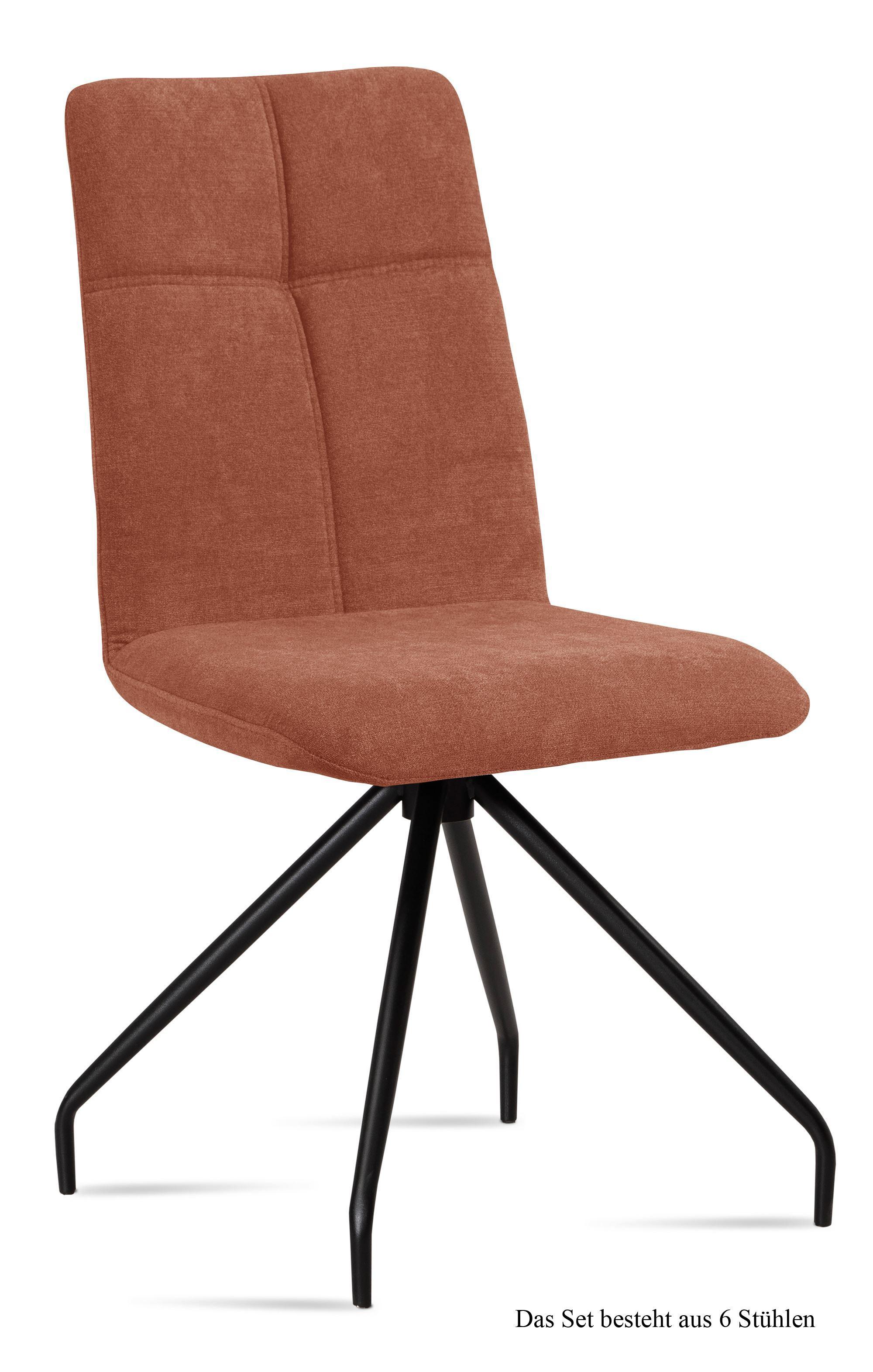 ESSZIMMERSTUHL (6er-Set) Detava 47x92x60 Schwarz/Cognac - Cognac/Schwarz, Kunststoff (60/92/47cm) - 58aufmkessel