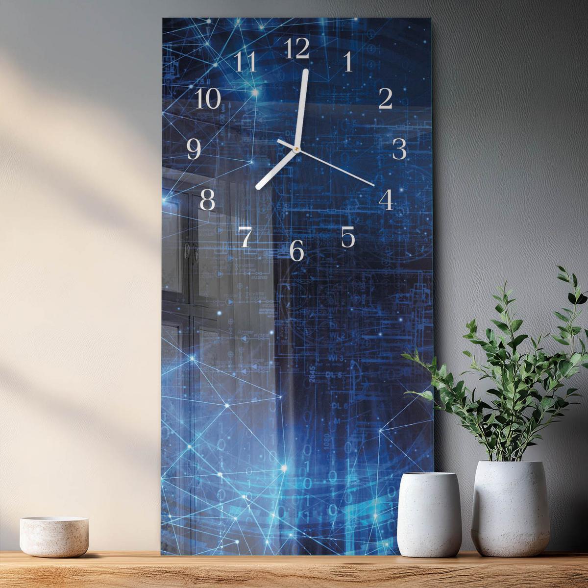 WANDUHR aus Glas 30x60 cm - Matrix - Blau, Glas (30/60/0.4cm) - TULUP