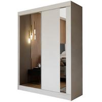 SCHWEBETÜRENSCHRANK GRAZIA 150/216/61 cm 2-türig mit Spiegel Weiß - Weiß, Holzwerkstoff (150/216/61cm) - MASSENO
