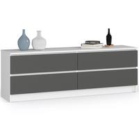 KOMMODE Weiß, Graphit Grau 55/160/40 - Weiß, Holzwerkstoff (160/55/40cm) - RAUMHIRSCH FURNITURE