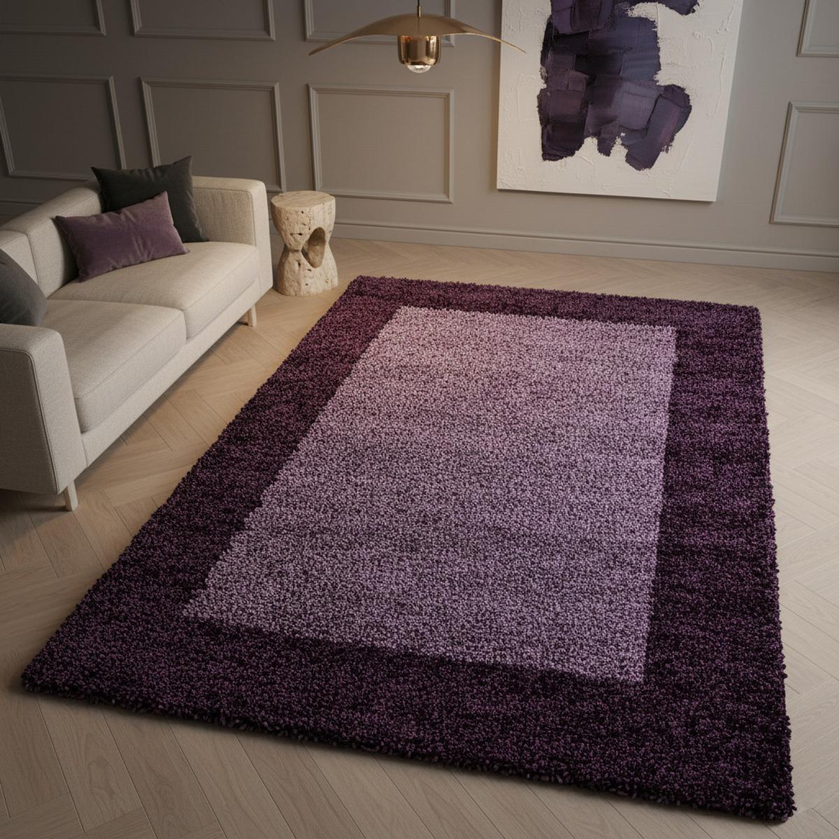HOCHFLORTEPPICH RHEIN, mit Bordüre, Violett, 100 x 200 cm - Lila, Textil (200/100cm) - KADIMA DESIGN