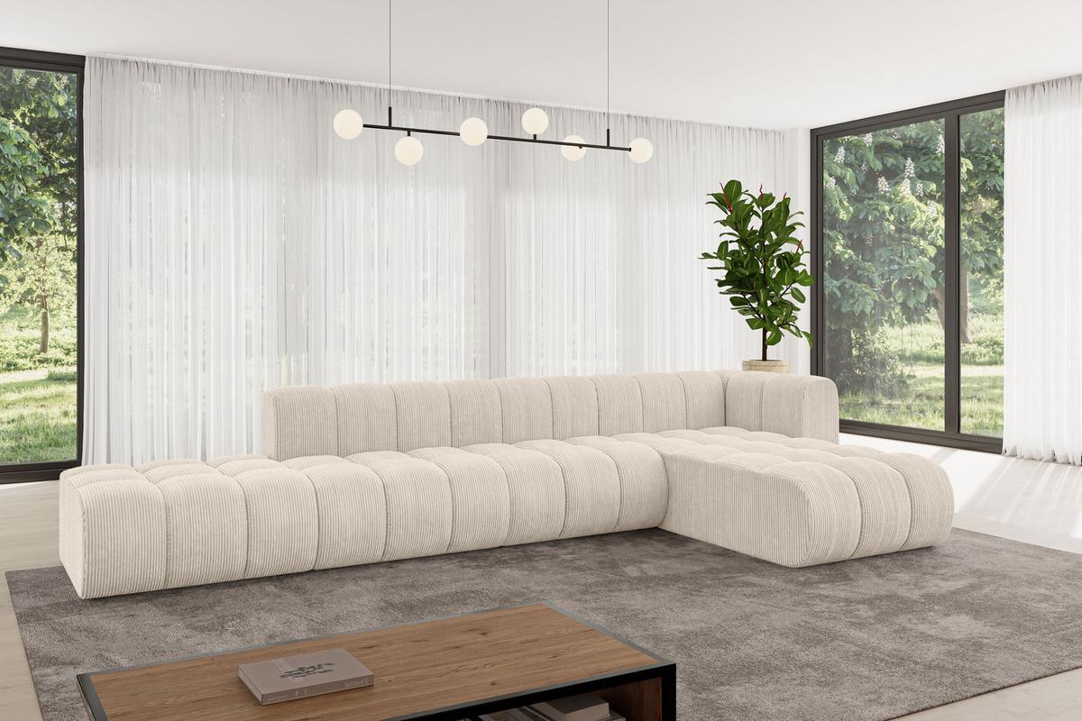 ECKSOFA modulares Sofa Zuvon-L2 - 387x177x70 cm Beige - Beige, Holzwerkstoff/Textil (387/177cm) - ALTDECOR