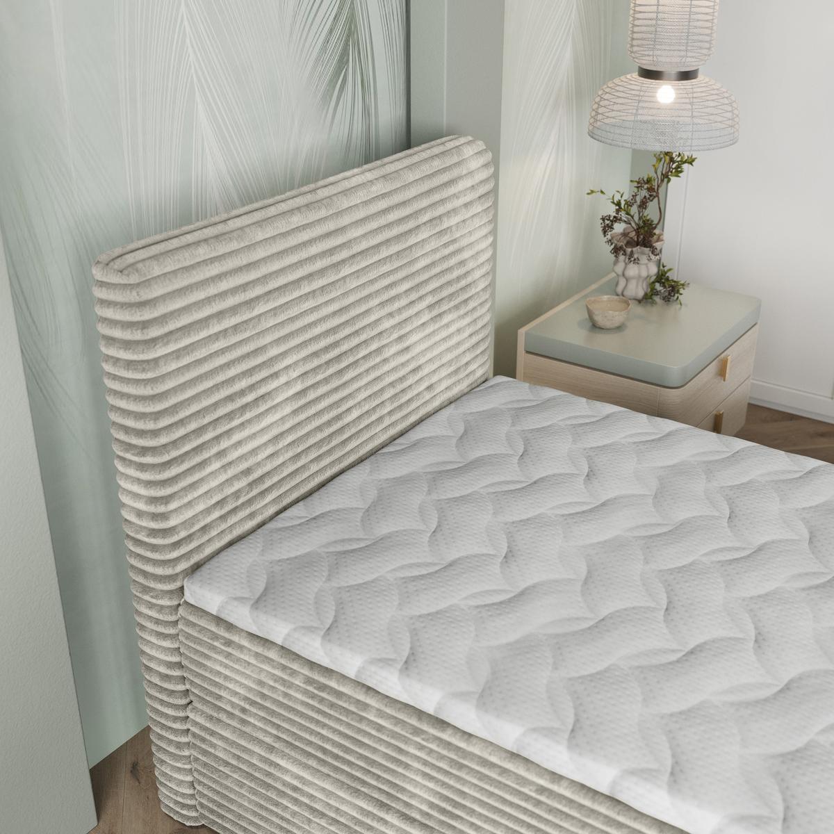 BOXBETT PISA 90 90x200 cm mit Matratze und Topper, H2+H3 - Hellgrau - Hellgrau, Holz (90/200cm) - MASSENO