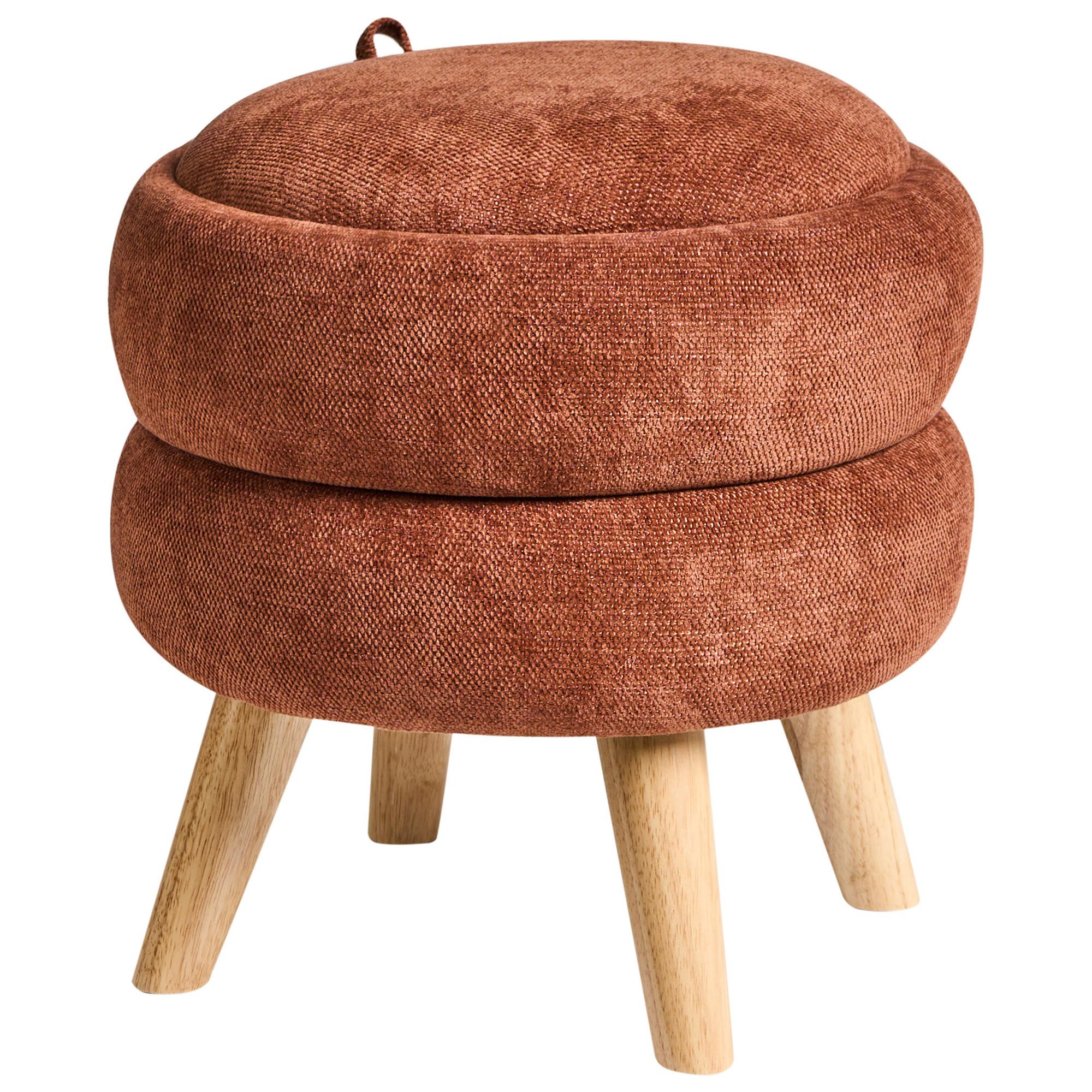 POUF mit Stauraum Chenillegewebe Goldbraun Hawley - Goldfarben, Textil (40/41/40cm) - Beliani