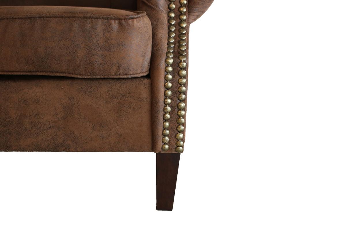 CHESTERFIELD-SESSEL Anton Beige Microfaser Vintageoptik - Beige/Braun, Holz/Textil (102/102/93cm) - S-Style Möbel