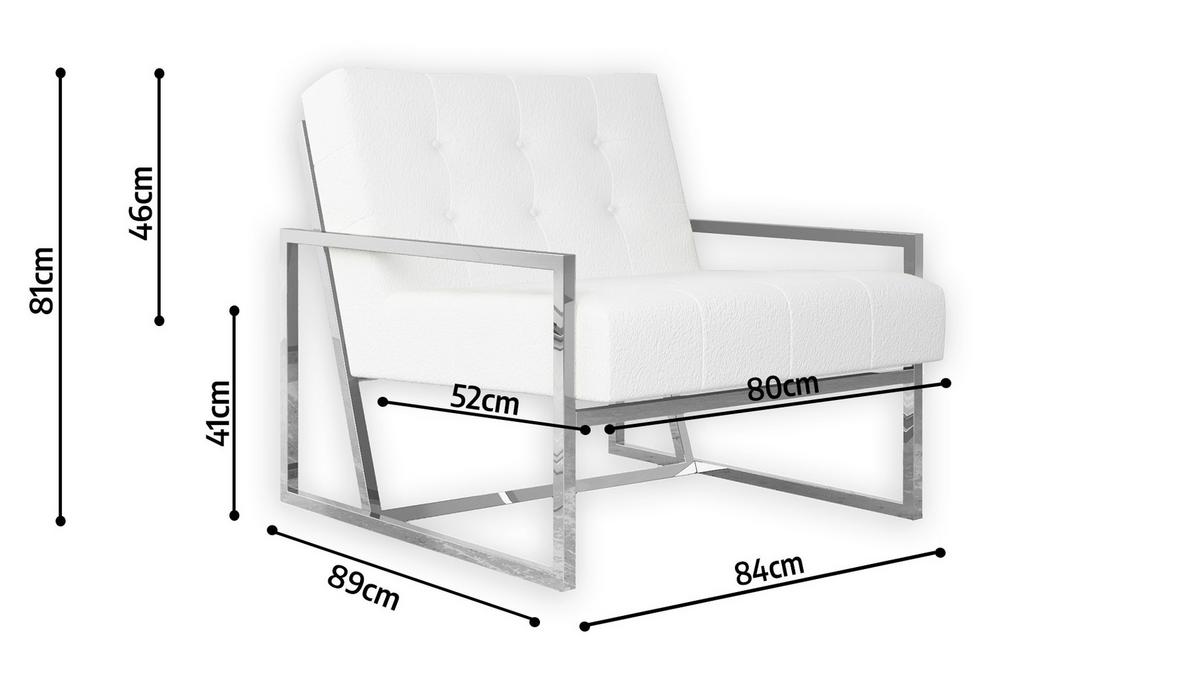 LOUNGESESSEL Duban Weiß Bouclé-Stoff - Silberfarben/Weiß, Holz/Textil (84/81/89cm) - S-Style Möbel