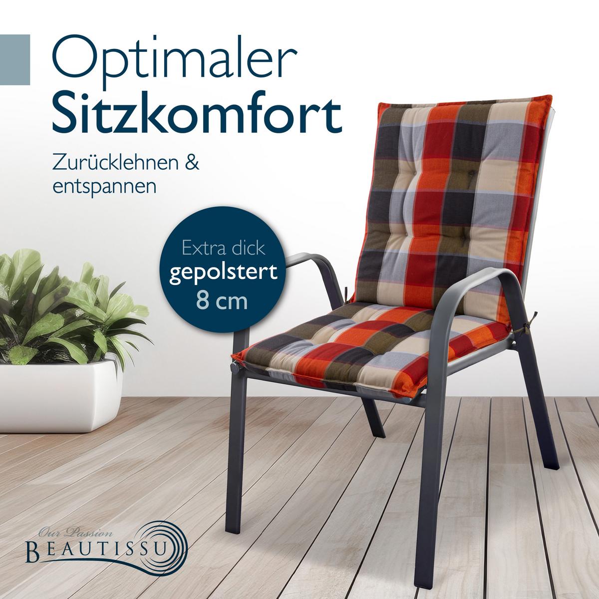 NIEDERLEHNER Sun-NL 105x50x8cm Orange-Beige-Kariert (4tlg) - Orange, Textil (50/100cm) - Beautissu 