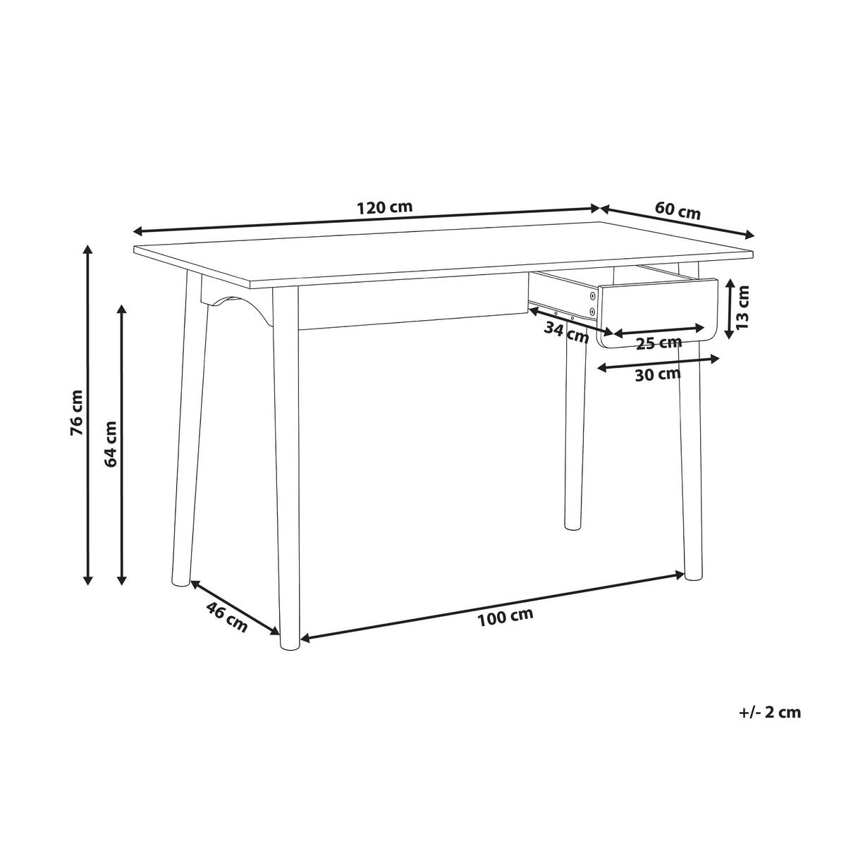 SCHREIBTISCH Hellbraun/Weiß 120/60 cm Vitrion - Hellbraun, Holzwerkstoff (60/120/76cm) - Beliani