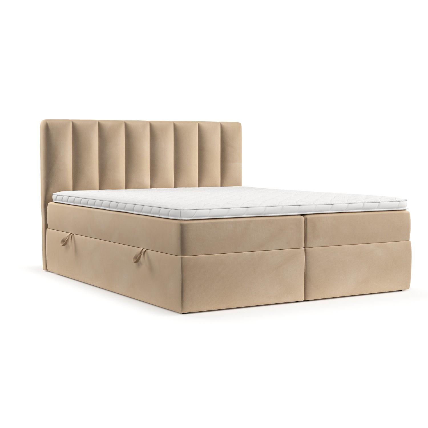 BOXBETT Bari 180/200 cm Beige im Kronos Stoff - Beige, Holz/Holzwerkstoff (180/200cm) - AltaBeds