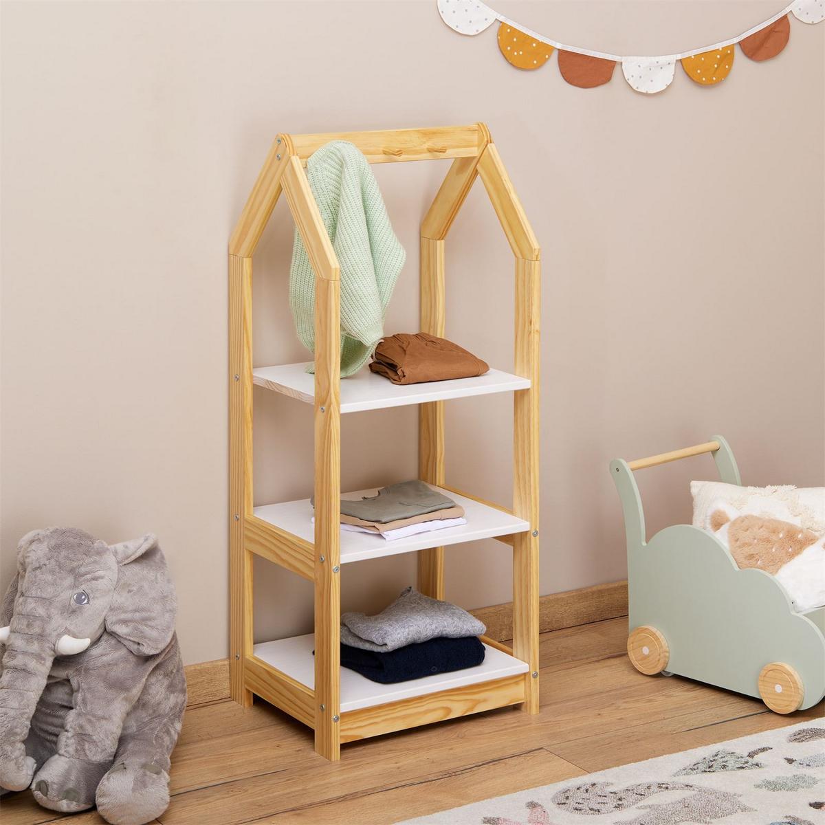 KINDERREGAL SALLY - Naturfarben/Weiß, Holz (44/118/42cm) - IDIMEX