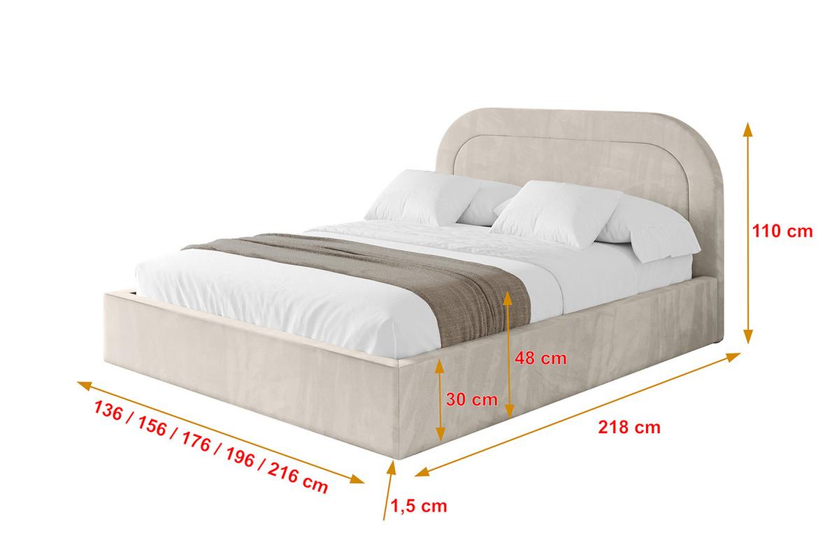 POLSTERBETT mit Bettkasten und Lattenrost, Boxbett ohne Matratze - LERAY 140x200 Beige - Beige, Holzwerkstoff/Textil (140/200cm) - ALTDECOR
