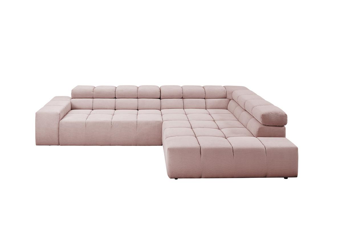 ECKSOFA MIT MOTORISCHEM SITZVORZUG NEVADA Pink Cord Relaxfunktion - Schwarz/Rosa, Kunststoff/Textil (319/215cm) - KAWOLA