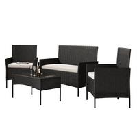 LOUNGEGARNITUR PERGOLA Rattan Gartenmöbelset - Schwarz, Kunststoff - Lookway
