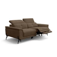SOFA RELAX AVENA 3-Sitzer, brauner Veloursstoff - Schwarz/Braun, Holz/Textil (204/80/108cm) - Courtois Laville