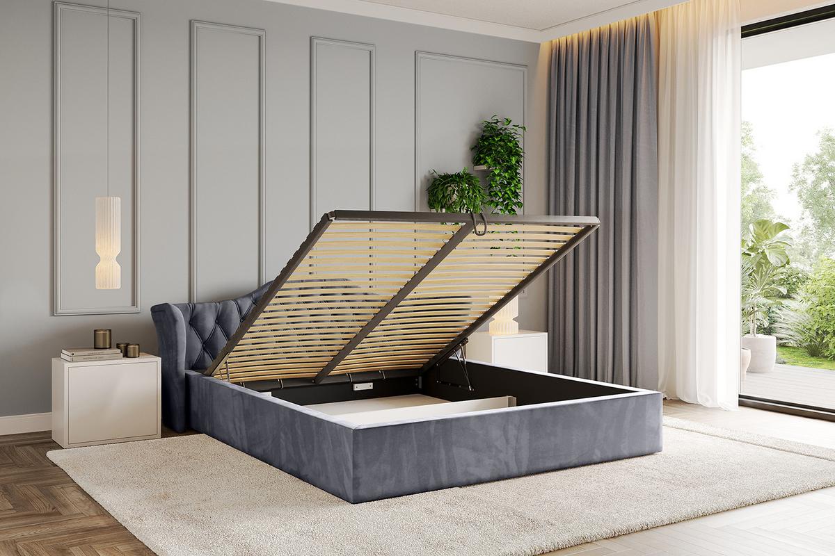 POLSTERBETT mit Bettkasten und Lattenrost, Bett mit Matratze H3/H4 - ZORAN-V1 120x200 Dunkelgrau - Dunkelgrau, Holzwerkstoff/Textil (120/200cm) - ALTDECOR