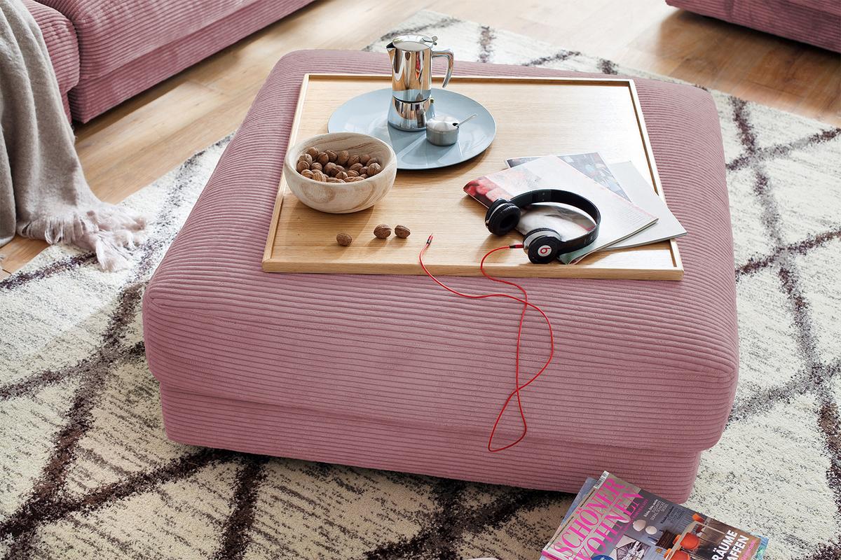 BIG HOCKER MADELINE Pink Cord - Rosa, Textil (120/43/120cm) - KAWOLA