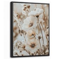 LEINWAND Bilder mit Rahmen - Blumen - Winter - Weiß - Schnee - Beige - 30x40 - Creme, Textil (30/40cm) - MuchoWow