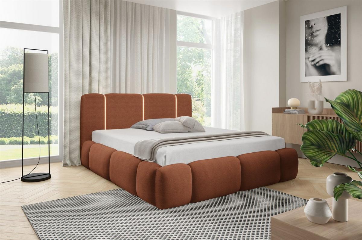 POLSTERBETT Springs - Orange, Holzwerkstoff/Textil (200/200cm) - Fun Möbel