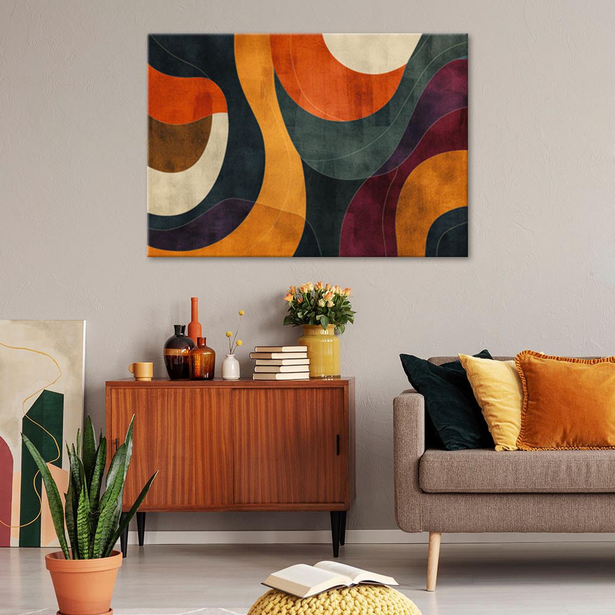 LEINWANDBILD Retro-Stil Abstraktion 60x40cm - Multicolor, Textil (60/40cm) - Feeby